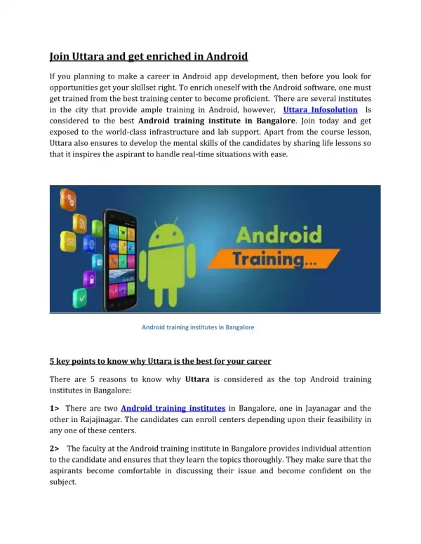 Join Uttara and get enriched in Android !!