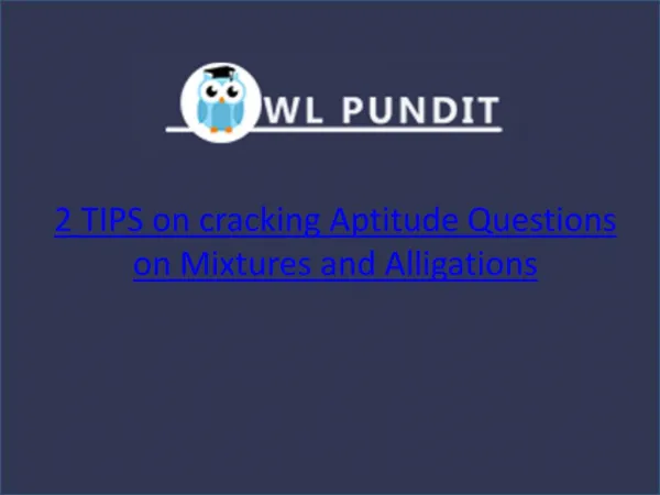 Tips on cracking Aptitude Questions on Mixtures and Alligations