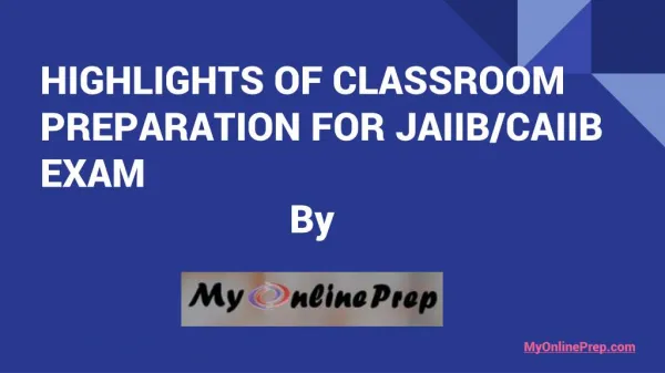 Classroom Preparation for JAIIB and CAIIB Exams