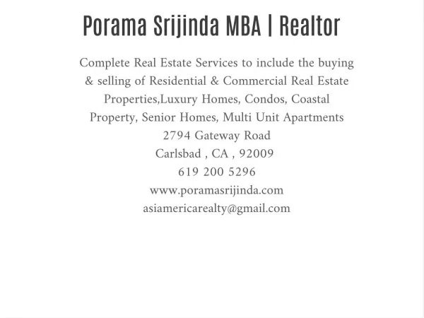 Porama Srijinda MBA Realtor