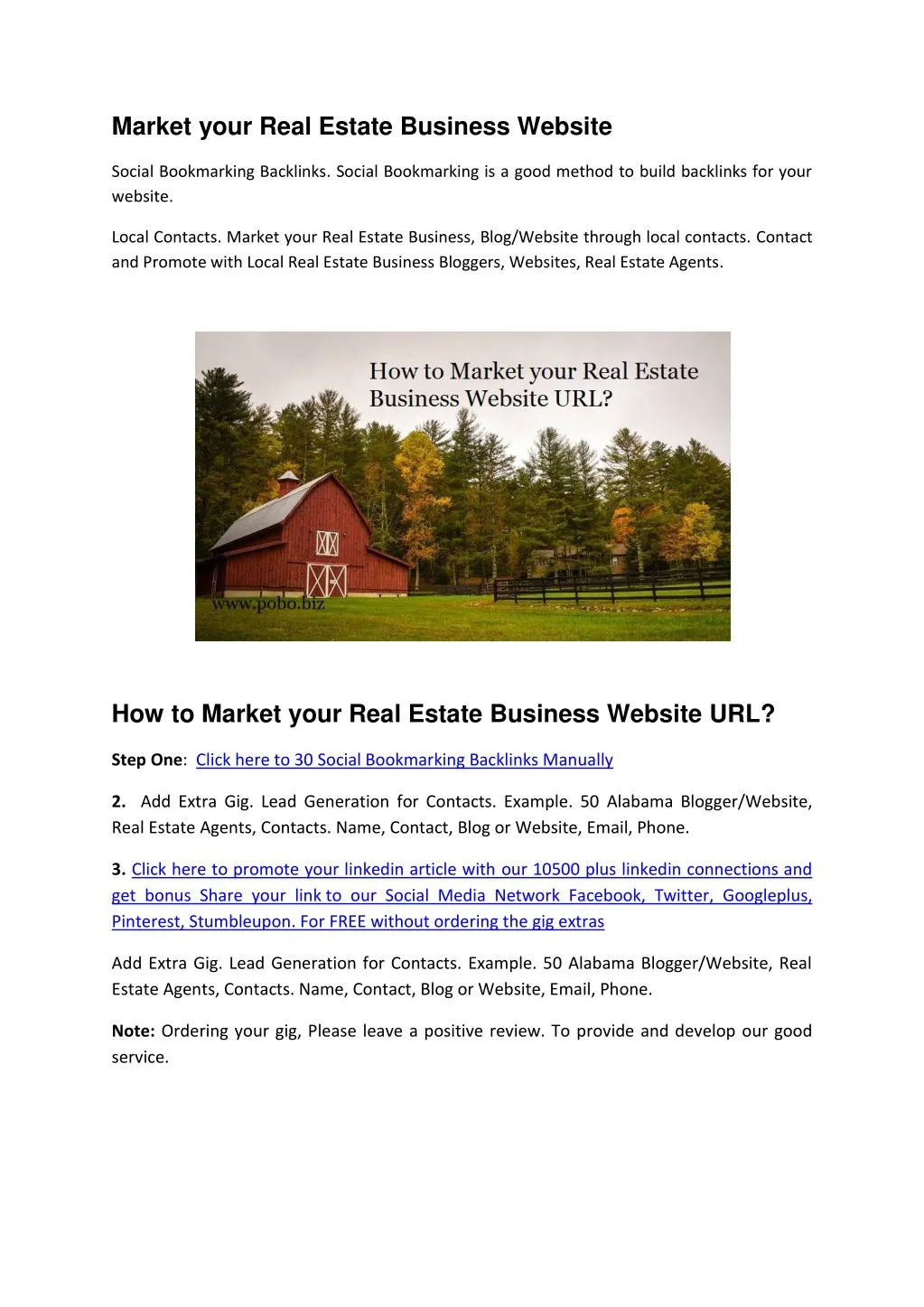 market your real estate business website