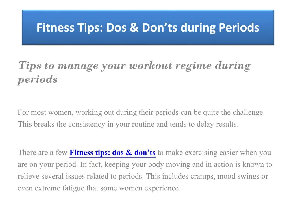 fitness tips dos don ts during periods