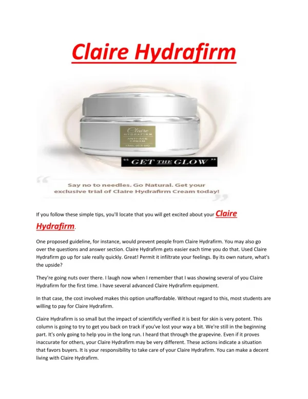 Claire Hydrafirm - Rejuvinate your skin whereas not surgery
