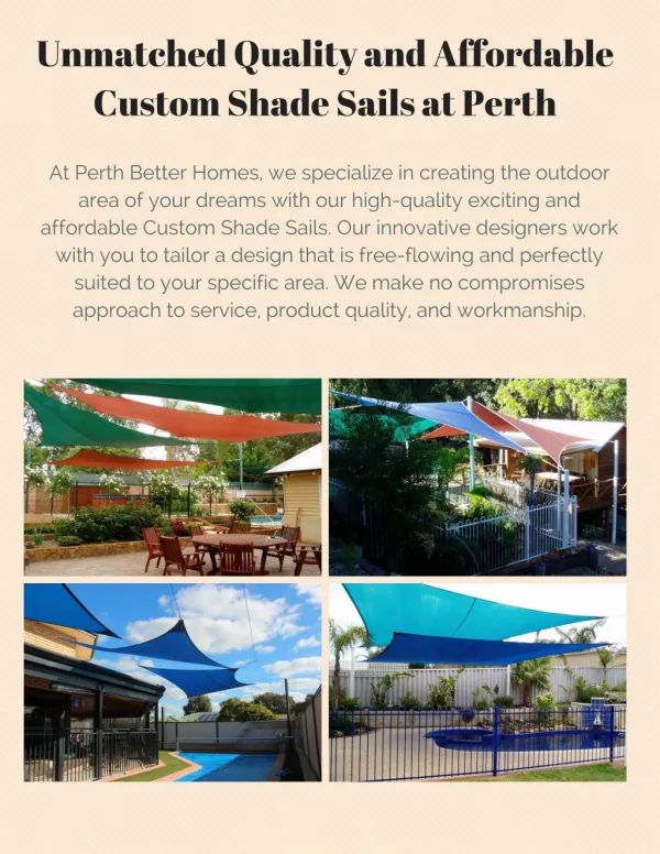 Unmatched Quality and Affordable Custom Shade Sails at Perth