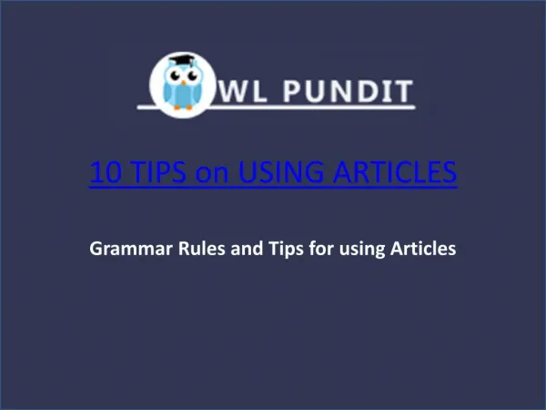 Tips on Using Articles