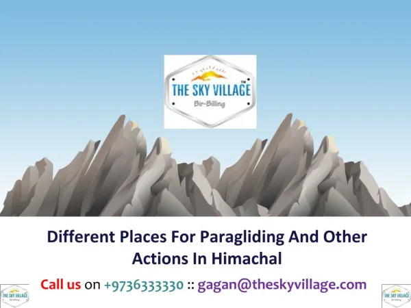 Different Places For Paragliding And Other Actions In Himachal