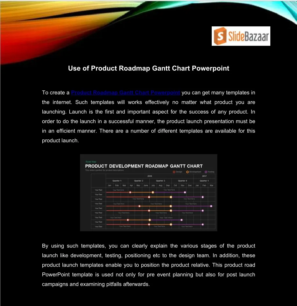 use of product roadmap gantt chart powerpoint