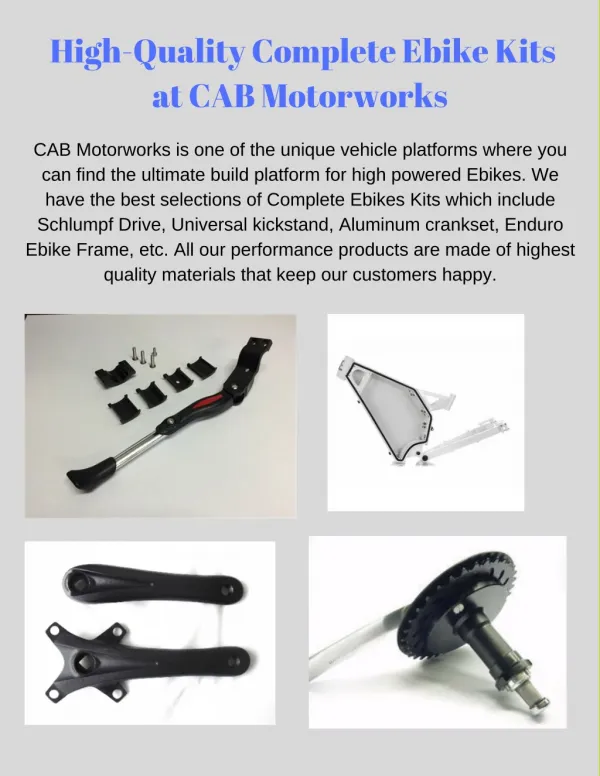 High-Quality Complete Ebike Kits at CAB Motorworks