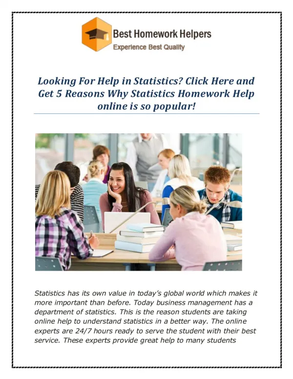 Statistics Homework Help Online service