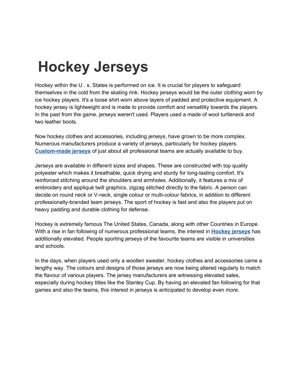 hockey jerseys