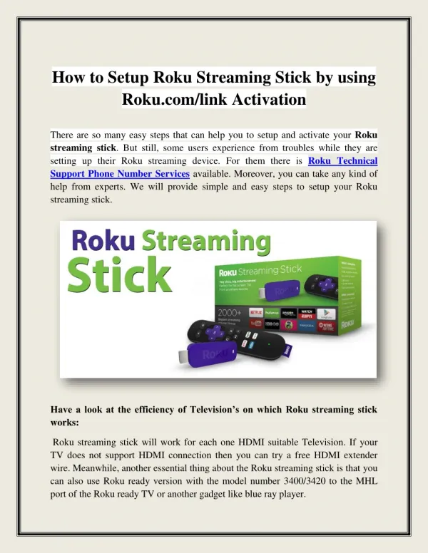 How to Setup Roku Streaming Stick by using Roku.com/link Activation