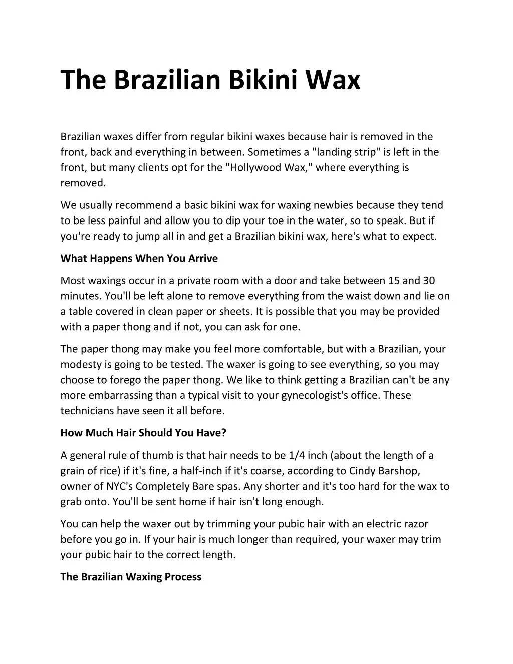 the brazilian bikini wax