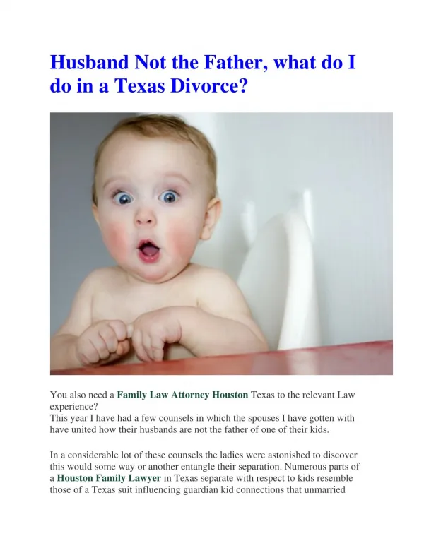 Husband Not the Father, what do I do in a Texas Divorce?