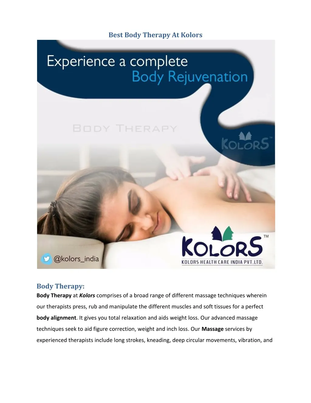 best body therapy at kolors
