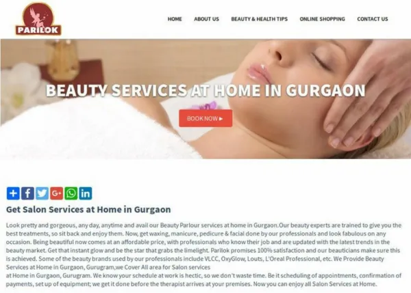 Beauty and Salon services At Home in gurgaon | Parilokindia.com