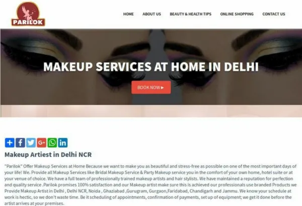 MAKEUP SERVICES AT HOME IN DELHI | Parilokindia.com