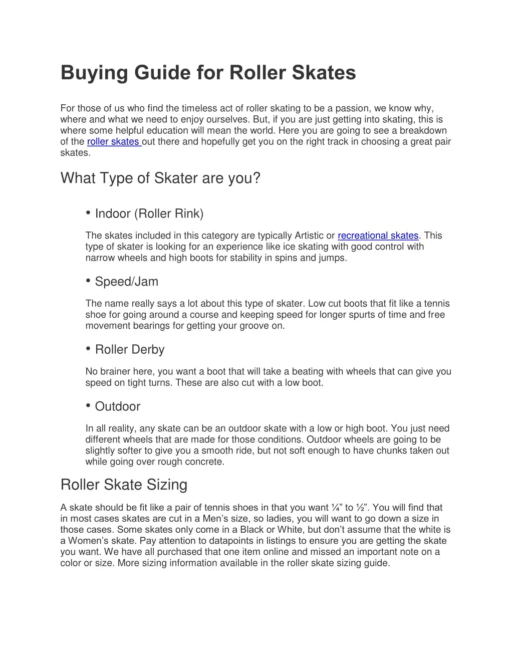 buying guide for roller skates