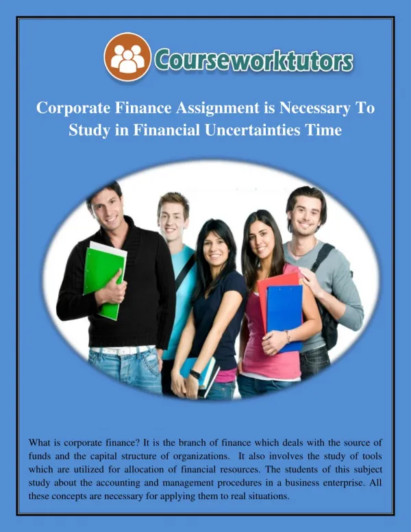 corporate finance assignment is necessary
