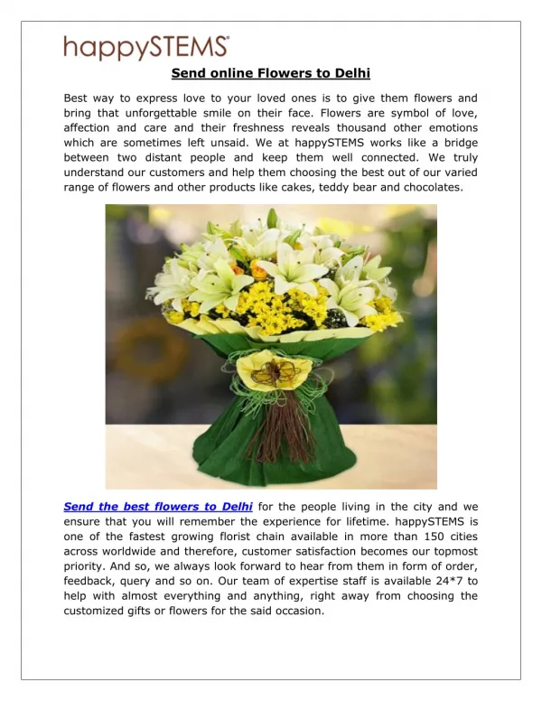 Send Online Flowers To Delhi [happySTEMS]