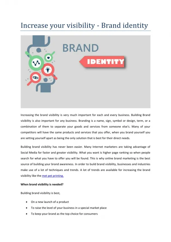 Increase your visibility - Brand identity