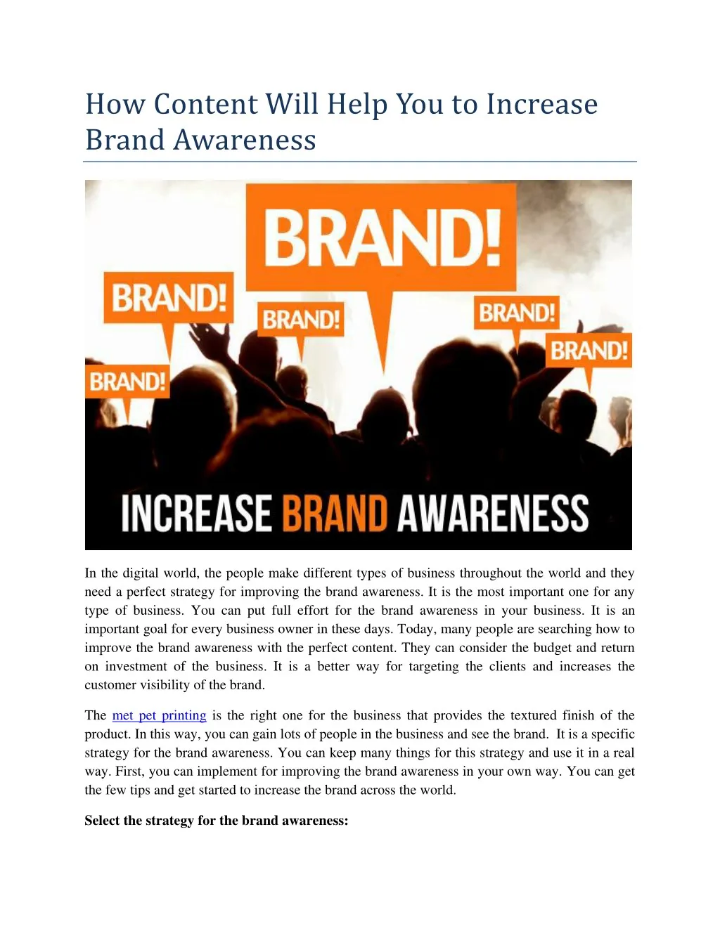 how content will help you to increase brand