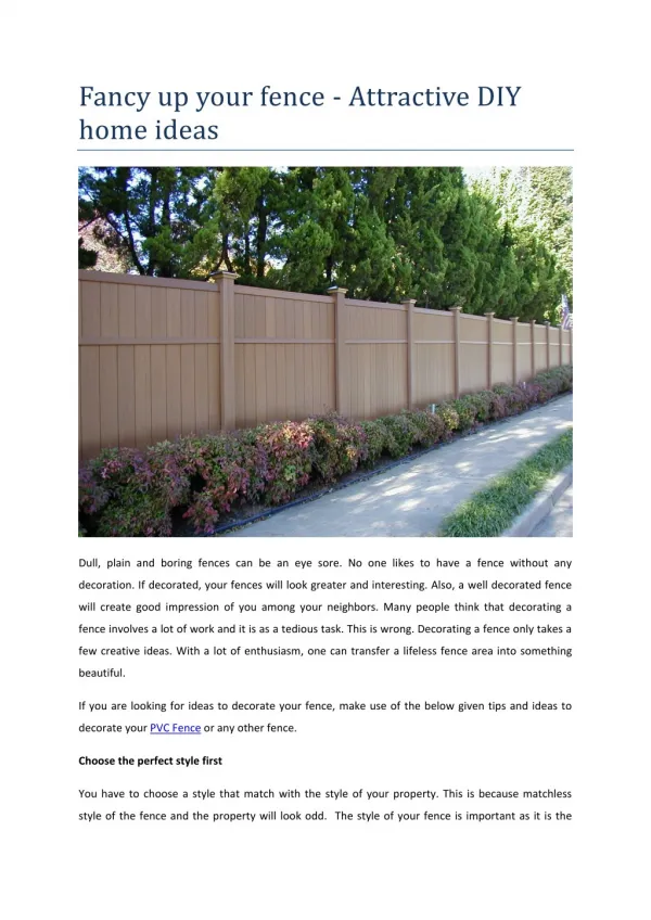 Fancy up your fence - Attractive DIY home ideas