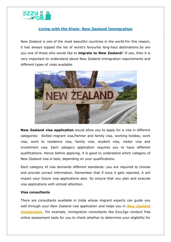 Living with the Kiwis- New Zealand Immigration