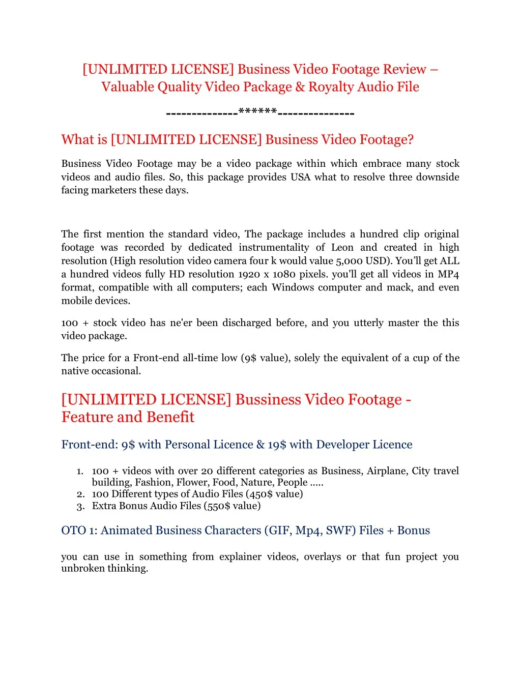 unlimited license business video footage review