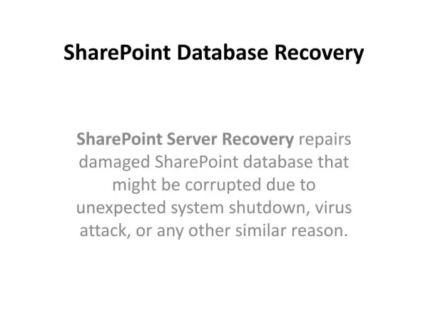 SharePoint Server Data Recovery