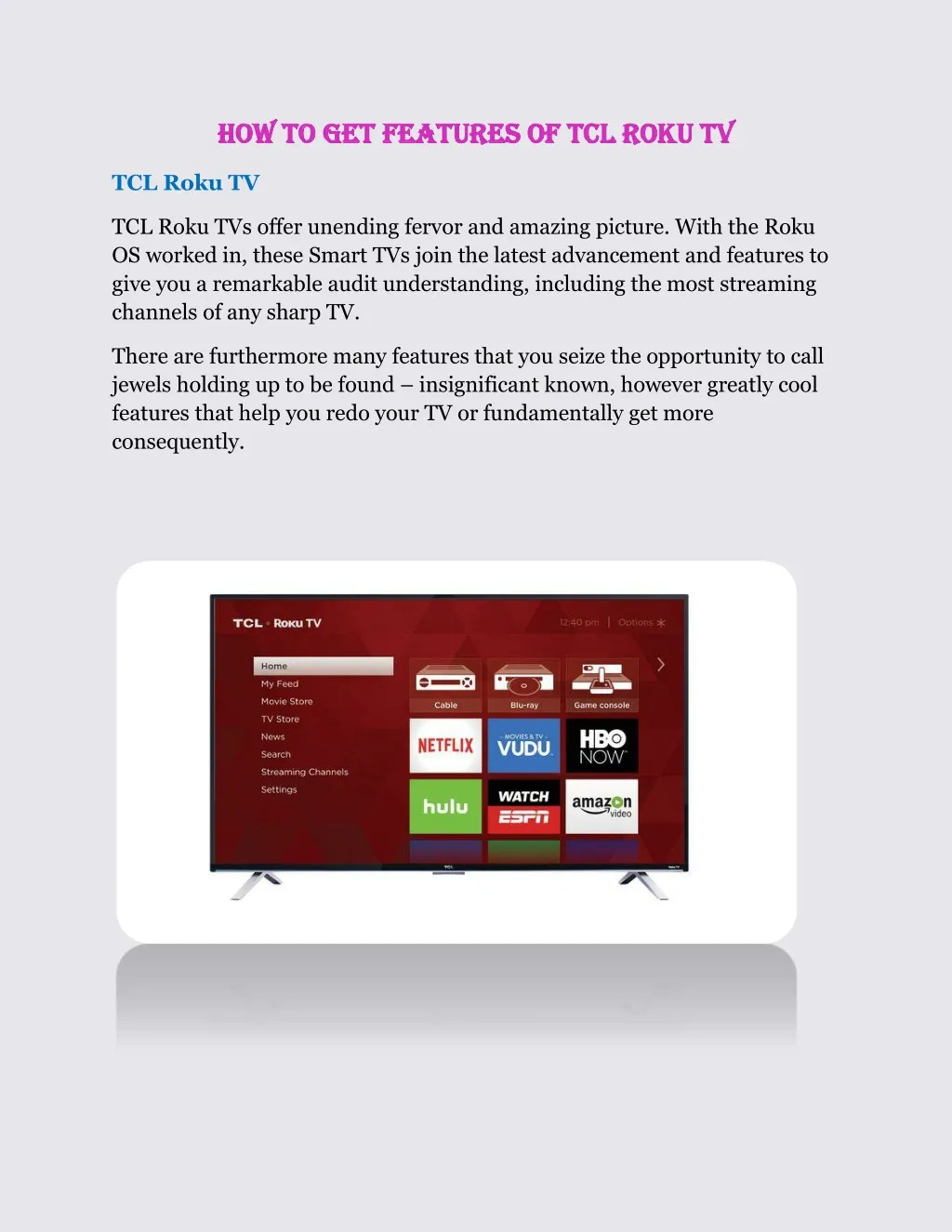 how to get features of tcl roku