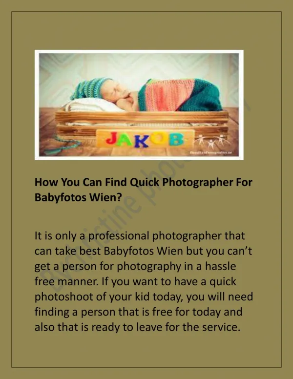 How You Can Find Quick Photographer For Babyfotos Wien?