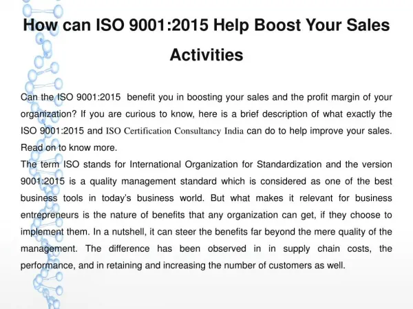 How can ISO 9001:2015 Help Boost Your Sales Activities