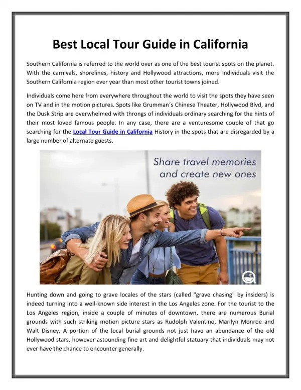 Best Local Tour Guide in California