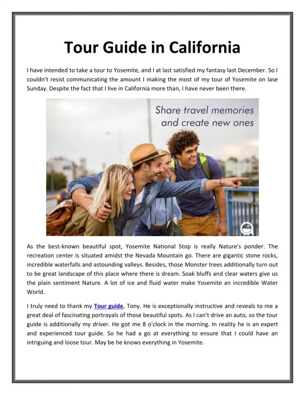 Tour Guide in California