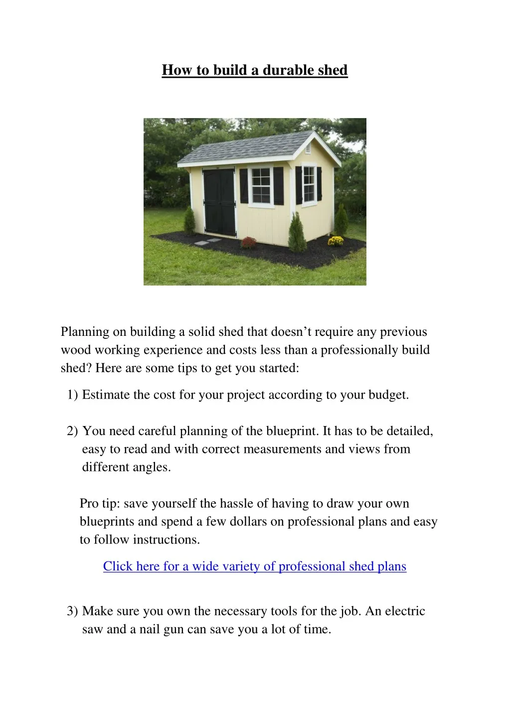 how to build a durable shed