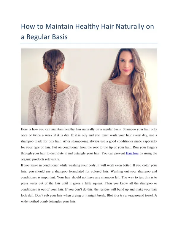 How to Maintain Healthy Hair Naturally on a Regular Basis