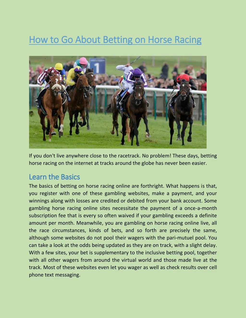 how to go about betting on horse racing