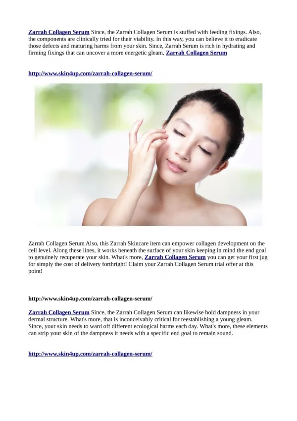 Read Here@>>http://www.skin4up.com/zarrah-collagen-serum/