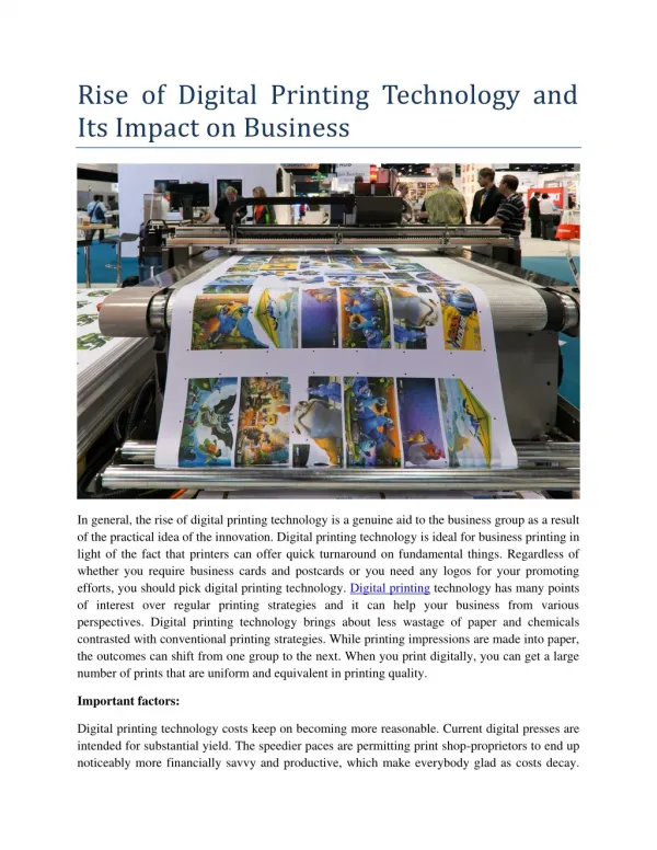 Rise of Digital Printing Technology and Its Impact on Business