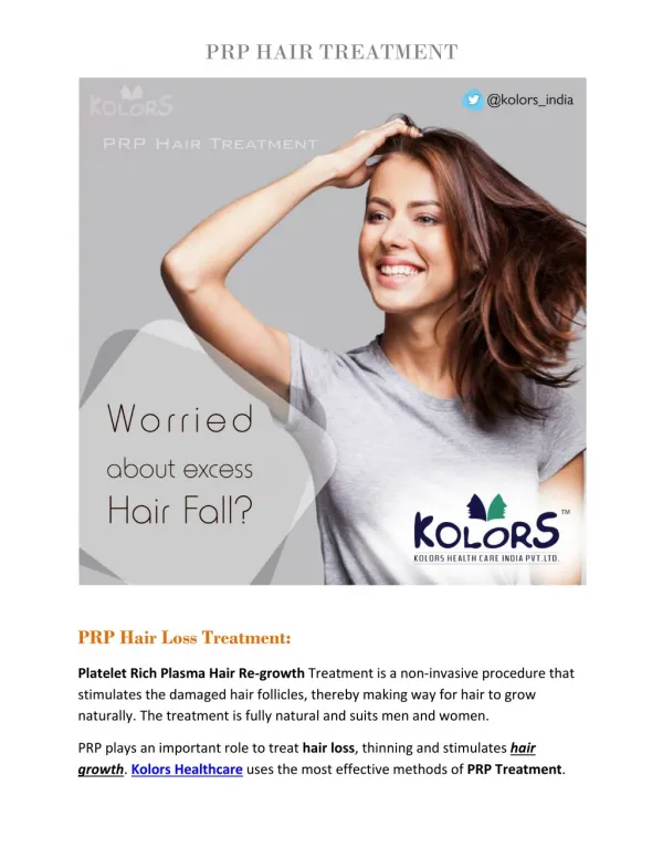 PRP treatment for hair loss | PRP therapy for hair loss | PRP hair treatment cost