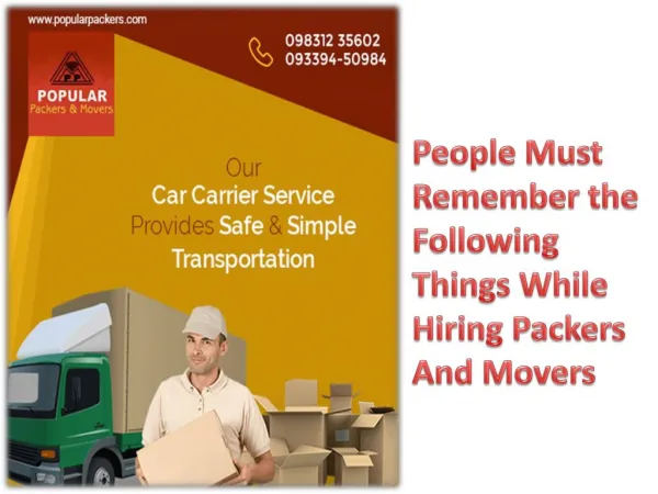 People Must Remember the Following Things While Hiring Packers And Movers