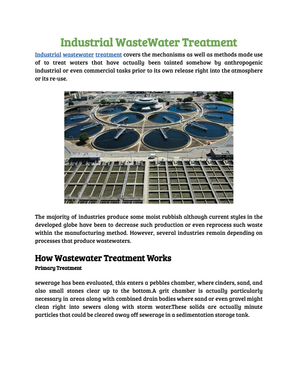 industrial wastewater treatment industrial
