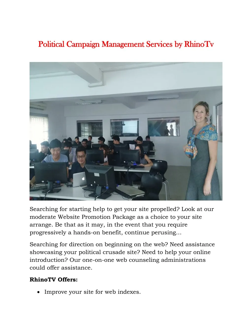 political campaign management services by rhinotv
