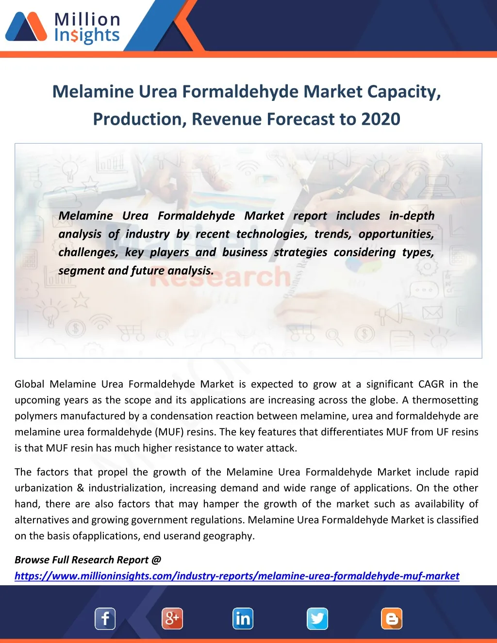 melamine urea formaldehyde market capacity