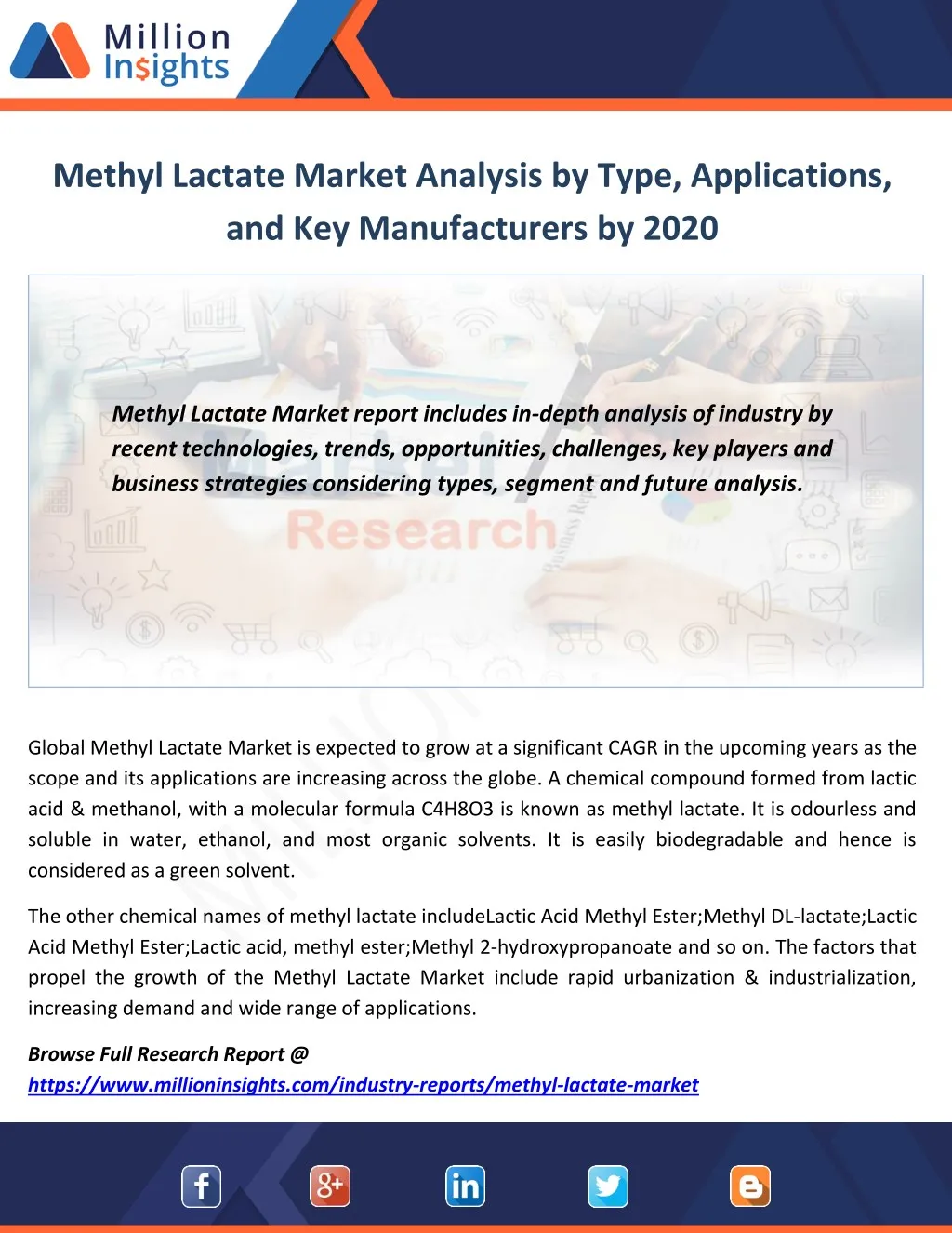 methyl lactate market analysis by type