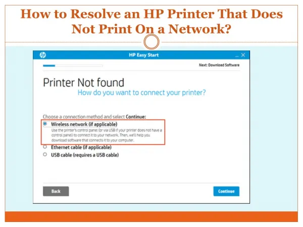 How to resolve an HP Printer that does not print on a network?