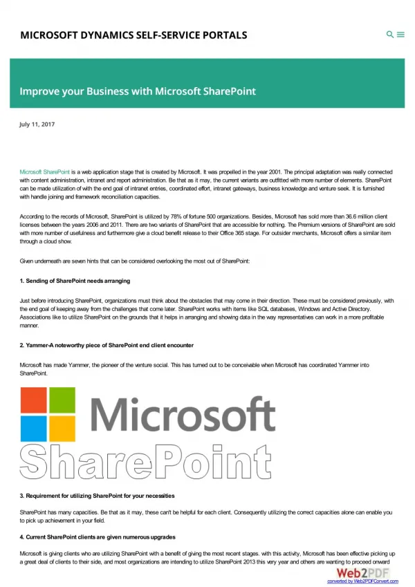 Improve your Business with Microsoft SharePoint