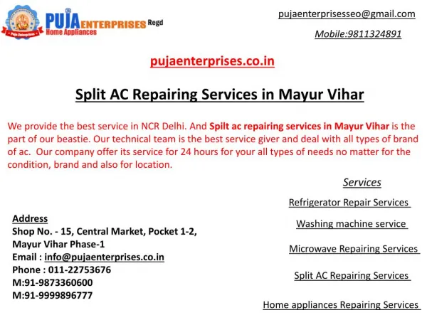 Split AC Repairing Services in Mayur Vihar