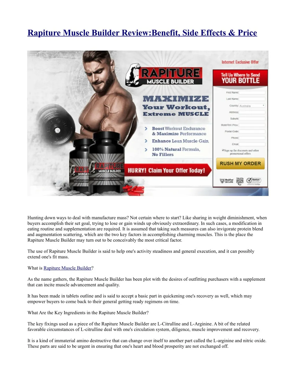 rapiture muscle builder review benefit side