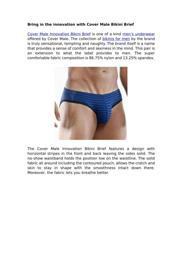 Bring in the innovation with Cover Male Bikini Brief